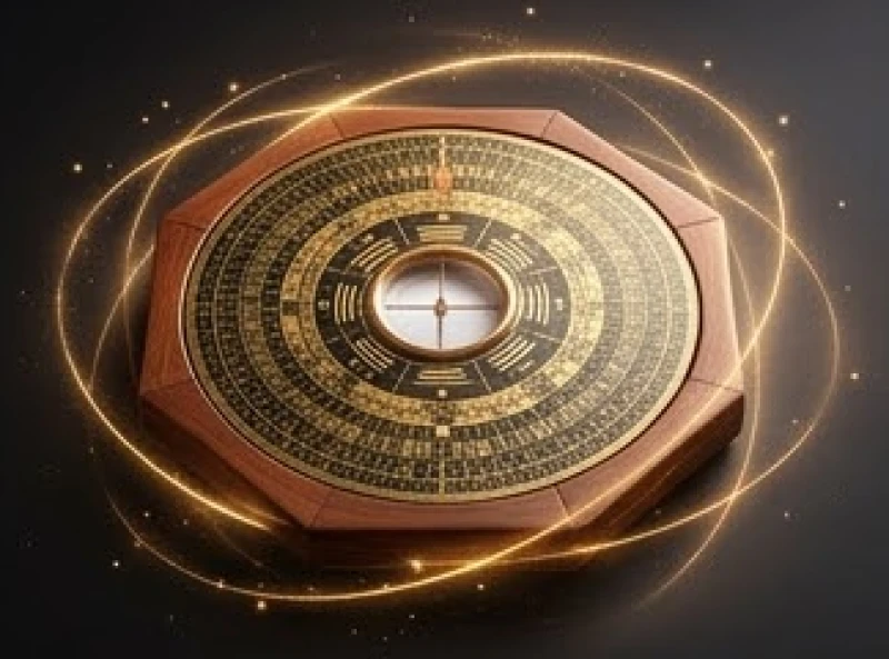 Mô hình la bàn phong thủy truyền thống phản chiếu năng lượng vũ trụ trong bóng tối