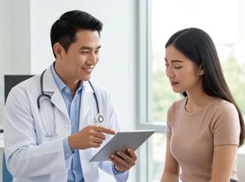 Chuyên gia da liễu đang tư vấn phác đồ và giải thích chi phí tẩy nốt ruồi cho khách hàng