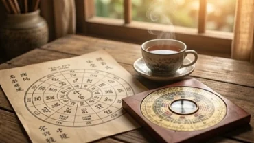 Bản đồ sao và lá số tử vi trọn đời tuổi ất tỵ 1965 nam mạng đặt trên bàn gỗ