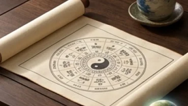 Lá số tử vi trọn đời tuổi Bính Tuất 2006 nữ mạng thể hiện qua cuốn sổ tử vi truyền thống và chén trà cổ