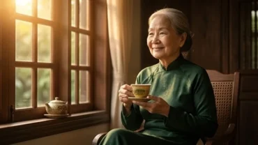 Người phụ nữ lớn tuổi thư thái tượng trưng cho tử vi trọn đời tuổi đinh dậu 1957 nữ mạng