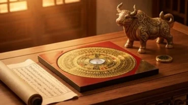 Bức tranh toàn cảnh về tử vi trọn đời tuổi kỷ sửu 2009 nam mạng với la bàn phong thủy và cuốn sách cổ