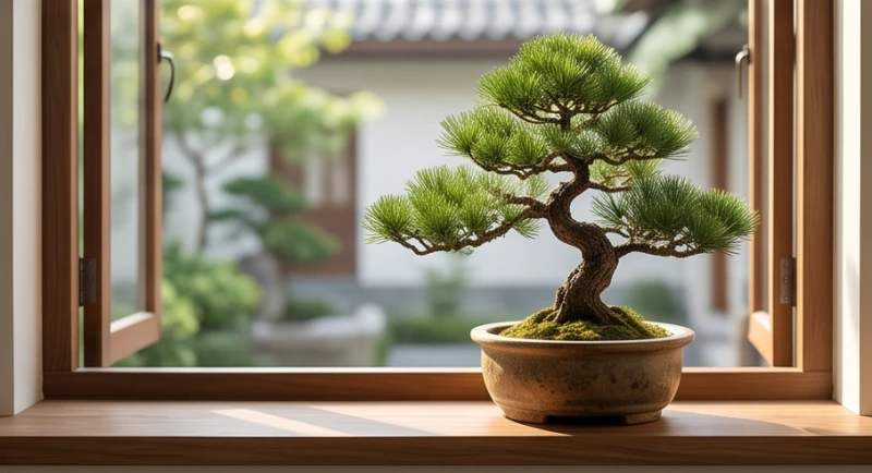 Chậu bonsai tùng la hán biểu tượng cho sức khỏe và tuổi thọ của gia chủ tuổi ất mùi 1955