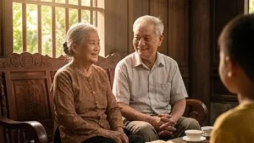 Cụ ông và cụ bà tuổi Canh Thìn 1940 thanh thản bên con cháu khi đón tử vi tuổi canh thìn 1940 năm 2027