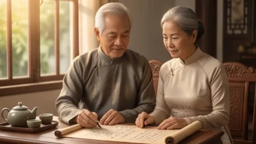 Bức tranh tử vi tuổi Canh Tý 1960 năm 2026 thể hiện ngũ hành Bích Thượng Thổ