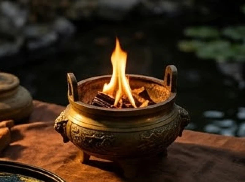 Ngọn lửa nhỏ cháy trong lò tượng trưng cho nạp âm Lư Trung Hỏa của tuổi Đinh Mão 1987