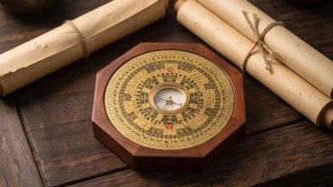 Bức tranh phong thủy thể hiện tổng quan tử vi tuổi Đinh Mão 1987 năm 2027 và các yếu tố tương sinh