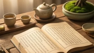Cuốn sách tử vi và khay trà đại diện cho tử vi tuổi kỷ tỵ 1989 năm 2026 Bính Ngọ