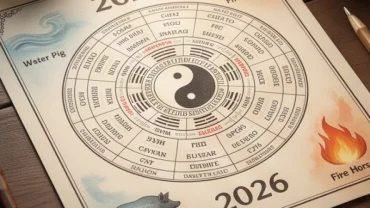 Lá số tử vi tuổi Quý Hợi 1983 năm 2026 với biểu tượng nước và lửa đan xen