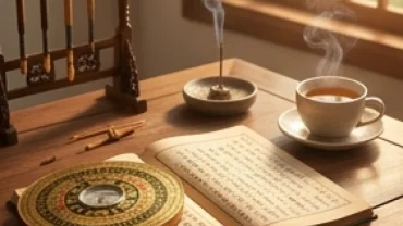 Cuốn sổ tử vi và la bàn phong thủy đại diện cho vận trình tử vi tuổi tân mùi 1991 năm 2027