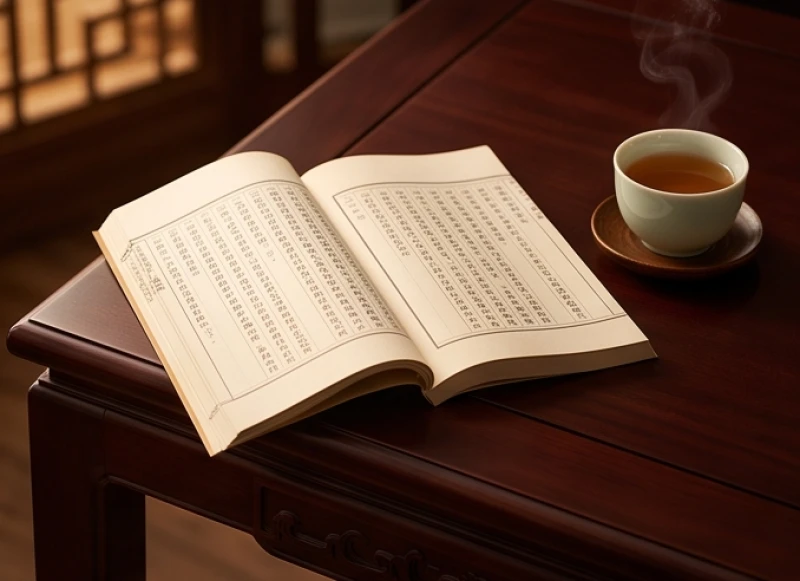 Một cuốn sổ tử vi truyền thống đặt cạnh tách trà nóng, tượng trưng cho việc luận giải vận trình tuổi Tỵ