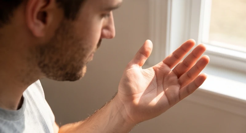 Đường sinh mệnh ở nam: Quy tắc xem tay và luận sự nghiệp 8 Nam giới xòe bàn tay dưới ánh sáng tự nhiên để quan sát đường sinh mệnh