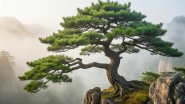 Hình tượng cây tùng cổ thụ vươn cao trên vách đá giúp giải nghĩa nạp âm tùng bách mộc là gì