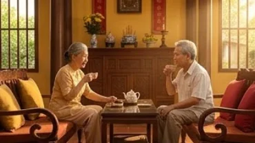 Không gian tĩnh dưỡng ấm cúng với tông màu ấm dành riêng cho người cao tuổi sinh năm 1946 tuổi Bính Tuất