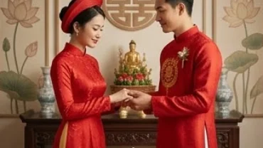 Cô dâu chú rể mặc áo dài truyền thống rạng rỡ trong ngày đại cát khi đã biết tuổi dần cưới ngày nào tốt