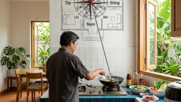Sơ đồ hướng bếp hợp phong thủy cho gia chủ tuổi Dần theo Bát Trạch
