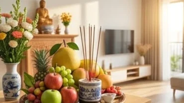 Gia chủ chuẩn bị mâm cúng tươm tất khi tìm hiểu tuổi dần nhập trạch ngày nào tốt để đón vượng khí vào nhà mới