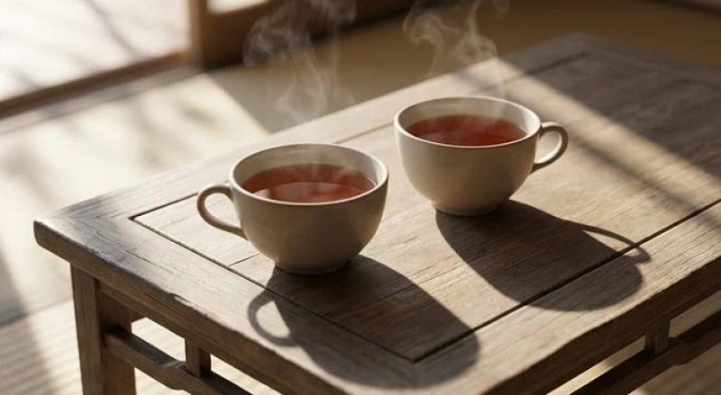 Hai tách trà nóng trên chiếc bàn gỗ nhỏ tượng trưng cho sự đối thoại bình hòa