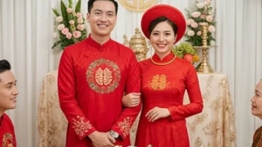 Cô dâu chú rể hạnh phúc trong lễ rước dâu truyền thống nhờ biết tuổi Dậu cưới ngày nào tốt