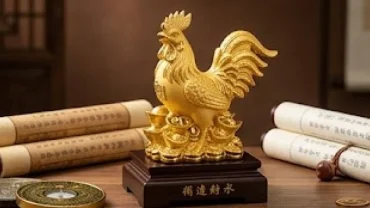 Tượng gà trống phong thủy bằng đồng mạ vàng giúp giải đáp thắc mắc người tuổi dậu sinh năm bao nhiêu