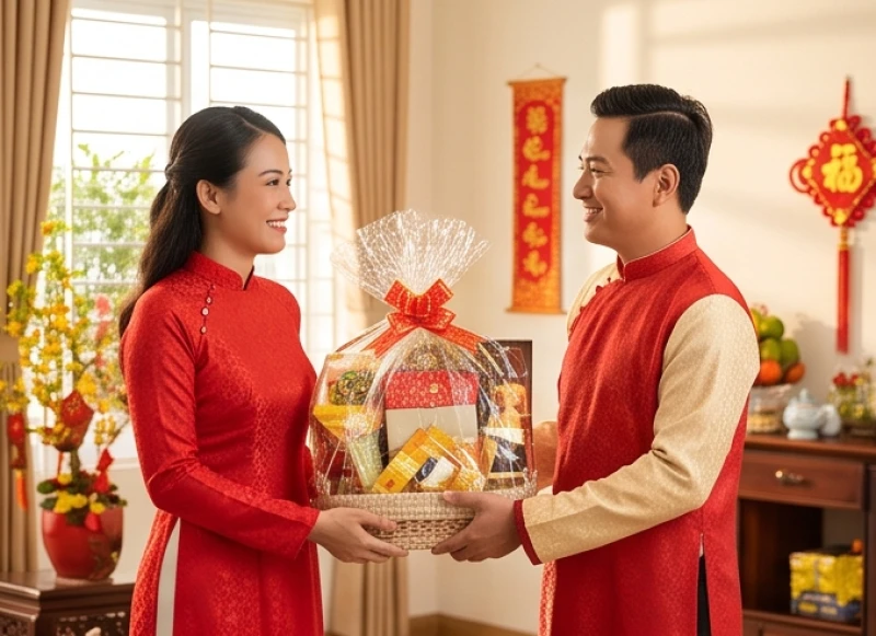Khách xông nhà tuổi Đinh Dậu tặng quà Tết và chúc mừng năm mới giúp gia đạo êm ấm