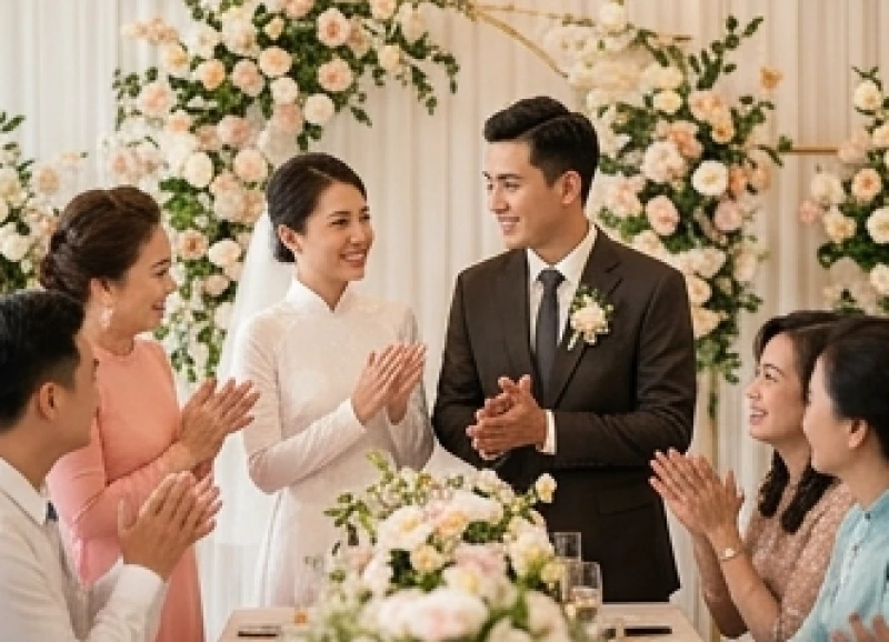 Tuổi Sửu nên cưới vào năm nào: Ma trận chọn năm & tháng tốt 7 Cô dâu chú rể tuổi Đinh Sửu rạng rỡ đón nhận lời chúc phúc từ quan viên hai họ trong không gian tiệc cưới ấm cúng