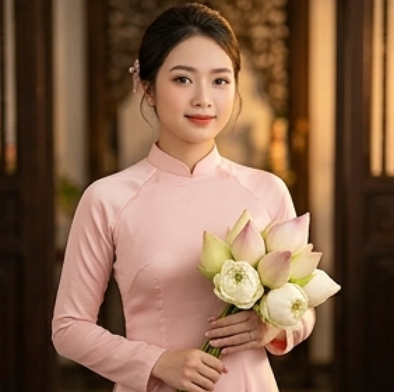 Cô dâu sinh năm 1997 Đinh Sửu mặc áo dài duyên dáng trong lễ đính hôn