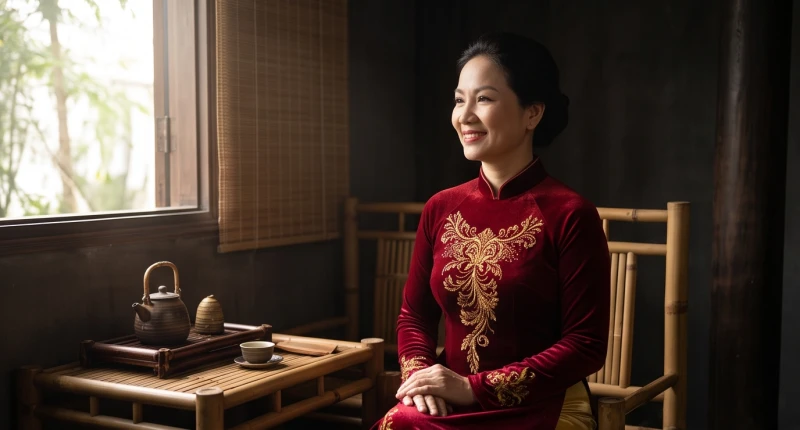 Tuổi Tỵ Nên Cưới Vào Năm Nào: Cách Chọn Năm Và Tháng Đại Lợi 12 Người phụ nữ trung niên mặc áo dài cưới đằm thắm trong ngày vui của tuổi Kỷ Tỵ và Đinh Tỵ
