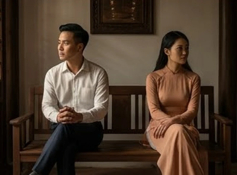 Tuổi Hợi hợp kết hôn với tuổi nào: Chọn bạn đời tránh phạm kỵ 8 Hai người đang ngồi trầm ngâm với khoảng cách xa nhau trên chiếc ghế dài, thể hiện sự bất đồng quan điểm