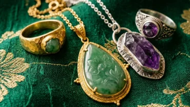 Bộ trang sức vàng đính đá thạch anh tự nhiên giúp giải đáp thắc mắc tuổi hợi nên đeo trang sức gì