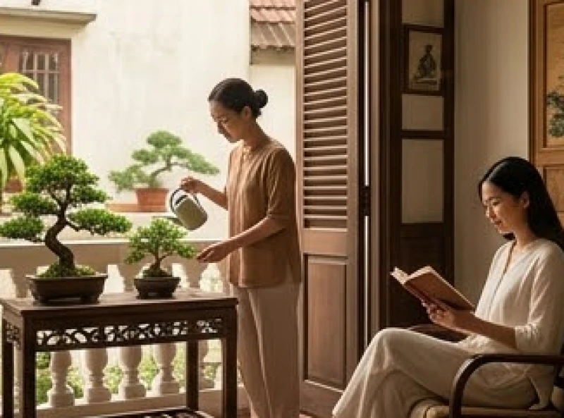 Tuổi Hợi hợp kết hôn với tuổi nào: Chọn bạn đời tránh phạm kỵ 10 Một người thảnh thơi tưới cây ngoài ban công trong khi người kia đang bận rộn đọc sách bên trong nhà