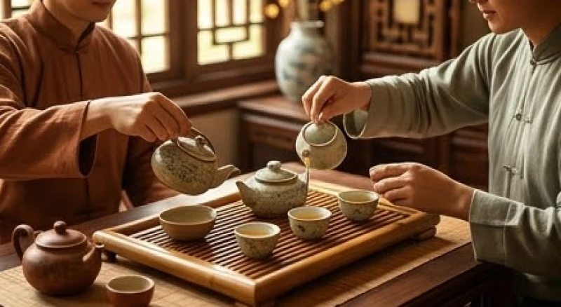 Bính Thân 1956 mệnh gì: Bản mệnh Sơn Hạ Hỏa và cung phi nam nữ 6 Trà đạo giao lưu giữa hai đối tác kinh doanh mang ý nghĩa phong thủy tốt lành cho tuổi Bính Thân