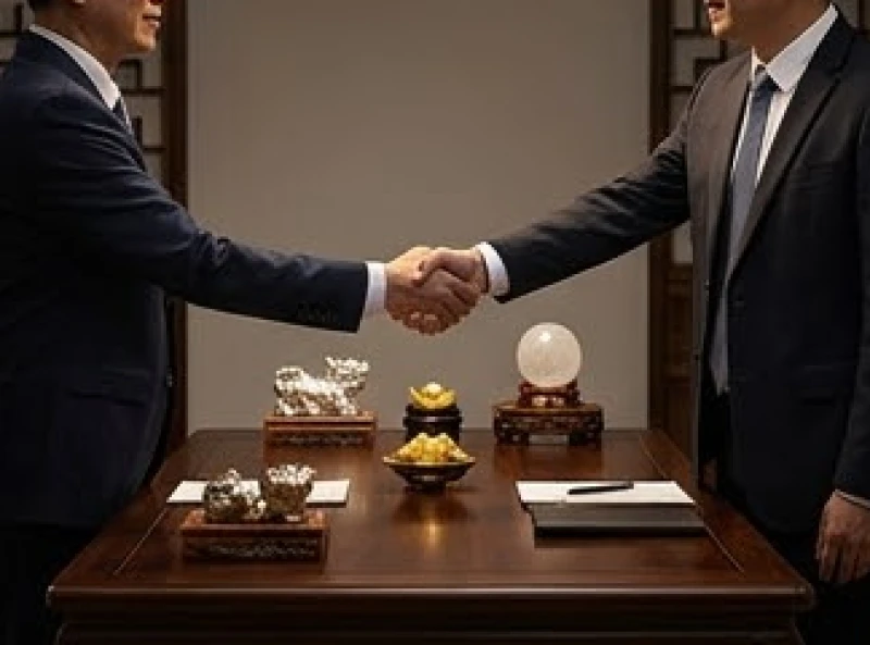 Cái bắt tay hợp tác giữa hai đối tác kinh doanh trong không gian phòng khách sang trọng