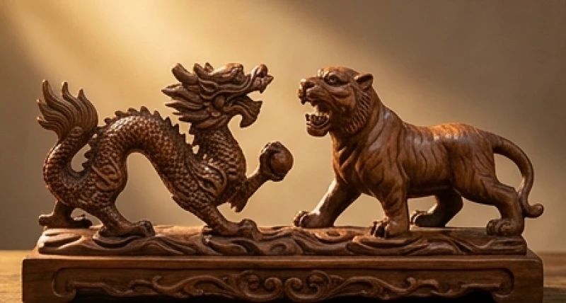 Tượng rồng và hổ phong thủy tượng trưng cho sự hợp tác làm ăn thuận lợi bền vững