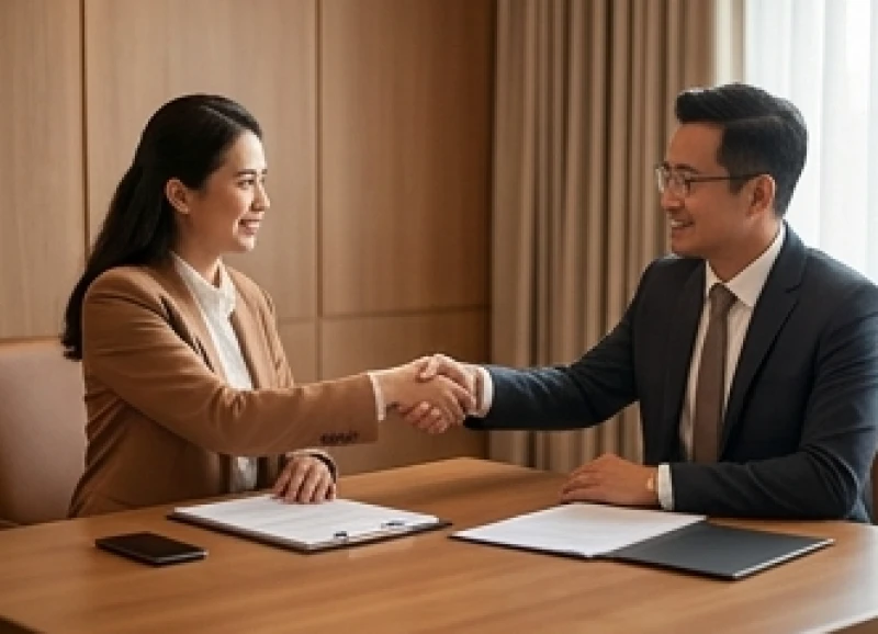 Buổi ký kết hợp đồng kinh doanh thuận lợi giữa người tuổi Mùi và các đối tác Tam Hợp