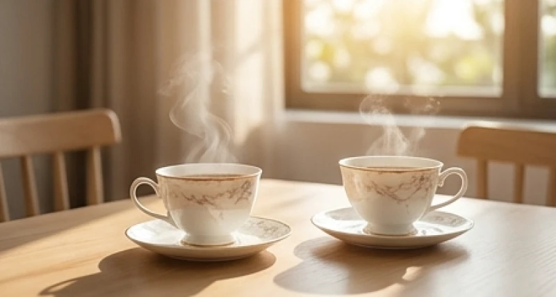 Hai tách trà ấm cúng tượng trưng cho sự viên mãn trong hôn nhân của người tuổi Ất Mão