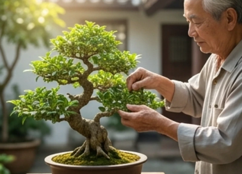 Tuổi Kỷ Sửu 1949: Bản mệnh, Phong thủy và Vận hạn 2025 2 Người lớn tuổi thư giãn chăm sóc cây cảnh trong khu vườn nhỏ, tận hưởng tuổi 77 viên mãn theo tử vi Kỷ Sửu 1949