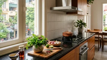 Mẫu thiết kế bếp hiện đại chuẩn phong thủy giúp gia chủ giải quyết câu hỏi tuổi mão đặt bếp hướng nào thu hút tài lộc