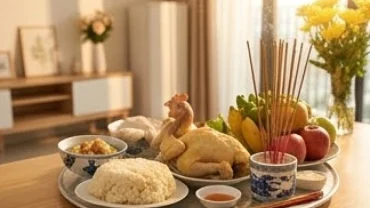 Gia chủ chuẩn bị mâm cúng trang nghiêm khi tìm hiểu tuổi mão nhập trạch ngày nào tốt để đón bình an
