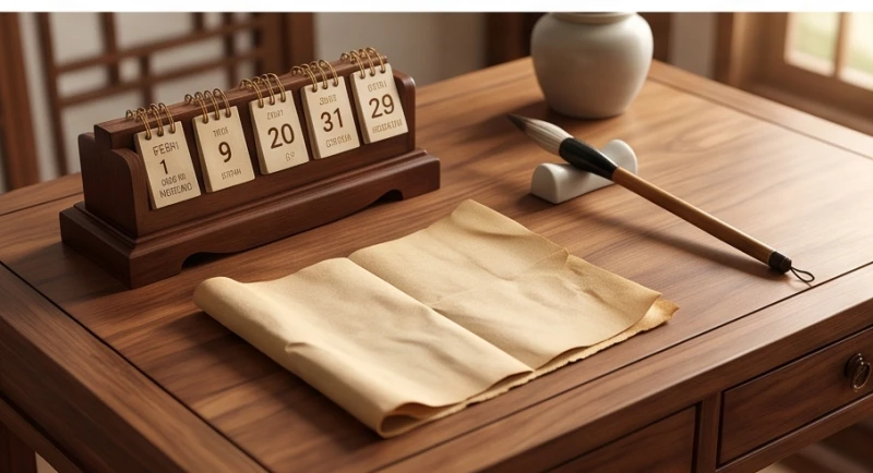 Lịch vạn niên truyền thống bằng gỗ dùng để quy đổi tuổi dương và tuổi mụ âm lịch