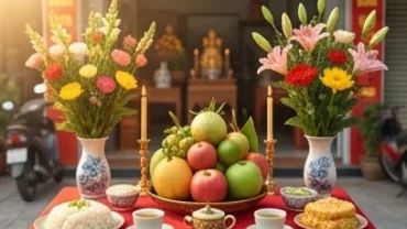Mâm cúng khai trương truyền thống đầy đủ lễ vật dành cho người đang tìm hiểu tuổi mùi khai trương ngày nào tốt