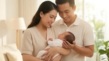 Gia đình nhỏ hạnh phúc bên em bé sơ sinh khỏe mạnh là đáp án hoàn hảo cho việc tuổi mùi sinh con năm nào tốt nhất