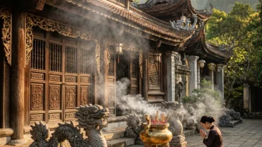 Khung cảnh ngôi đền linh thiêng tại miền Bắc giúp giải đáp thắc mắc tuổi ngọ cầu tài lộc ở đâu để đón cát khí