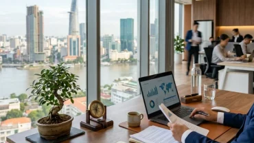Không gian làm việc hiện đại gợi ý người tuổi ngọ đặt bàn làm việc hướng nào để đón sinh khí và tài lộc