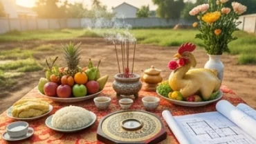 Gia chủ xem tuổi ngọ động thổ ngày nào tốt để chuẩn bị mâm cúng và tiến hành nghi lễ khởi công