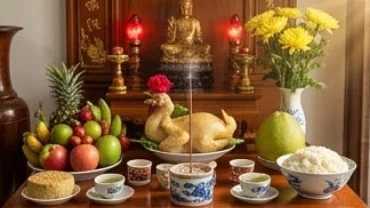 Gia chủ chuẩn bị mâm lễ vật tươm tất sau khi xem tuổi ngọ khai trương ngày nào tốt để nghênh đón tài lộc