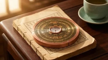 Bản đồ tử vi giải đáp tuổi ngọ năm 2027 có phạm thái tuế không bên cạnh la bàn phong thủy bằng đồng