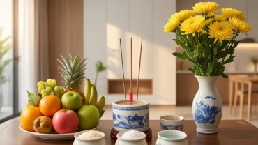 Bàn thờ nhập trạch chuẩn phong thủy được chuẩn bị chu đáo để xem tuổi ngọ nhập trạch ngày nào tốt đón tài lộc