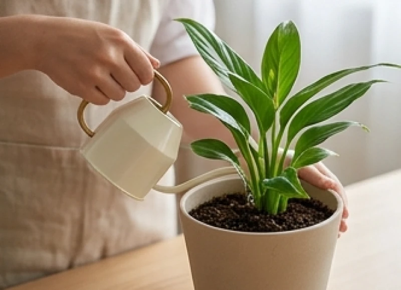 Tuổi Sửu hợp cây gì: Chọn đúng niên mệnh và hướng bài trí 9 Thao tác tưới một lượng nước nhỏ vào sát gốc chậu cây để bàn làm việc
