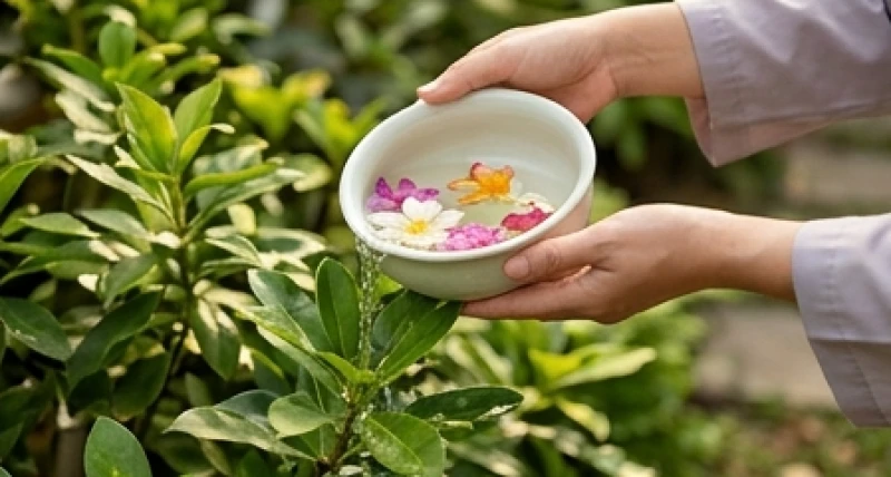 Đổ phần nước sái tịnh thoang thoảng hương hoa bưởi vào gốc cây xanh mát trong góc vườn sau khi hoàn tất lau dọn